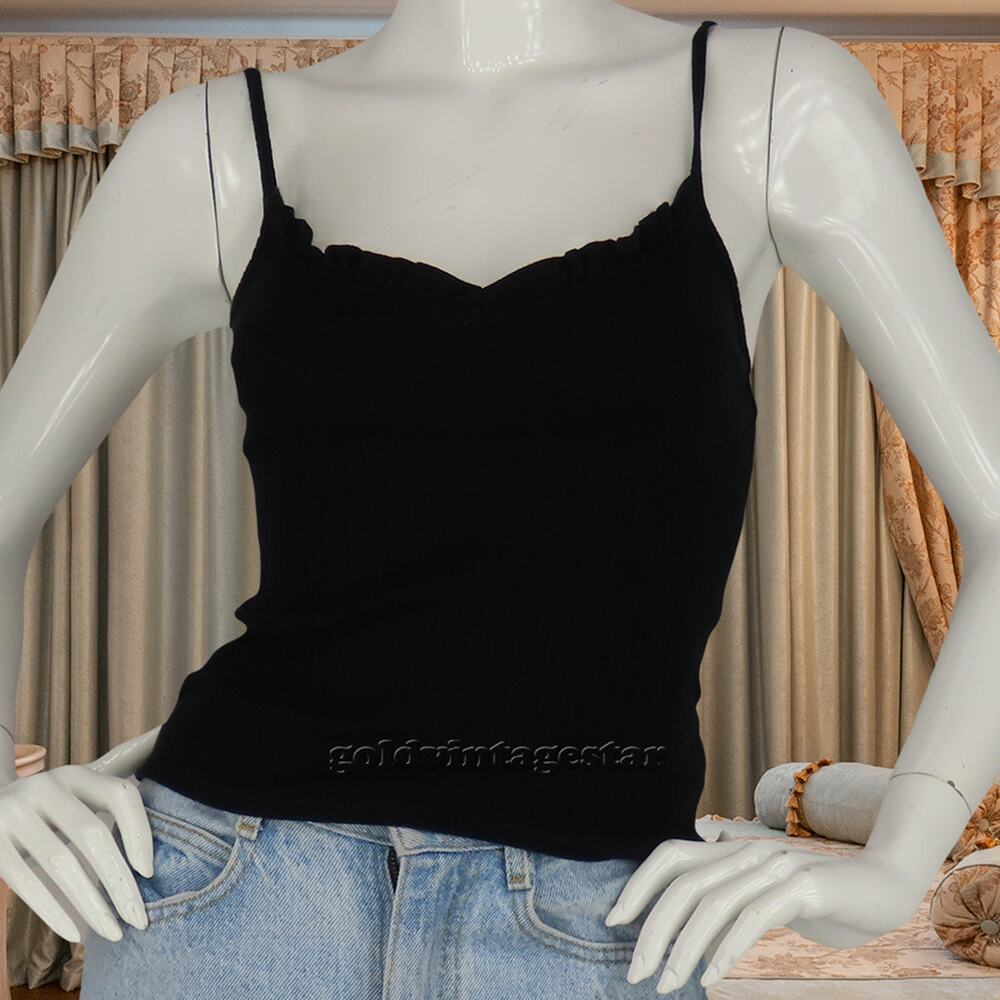 Top Shop Black Jersey Ribbed V Neck Tank Top Small